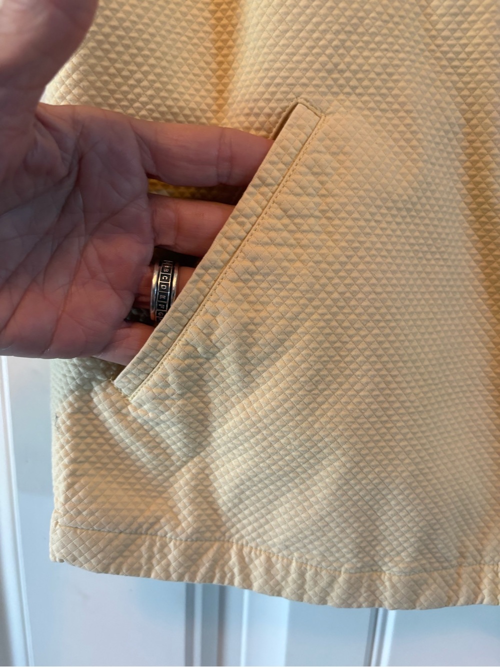 Eileen Fisher Pale Yellow Textured Zip Vest - Picture 3 of 6